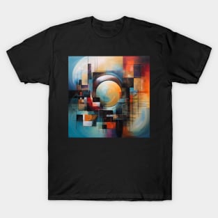 Minimalistic Geometric Patterns in an Abstract Oil Painting T-Shirt